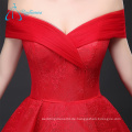 Tulle Lace Pleat Cascading Rüsche Sexy Red Brautkleid